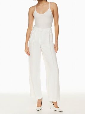Aritzia Babaton White Wide-Leg High-Rise Pants